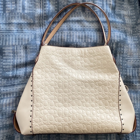 Coach- Edie 31 Shoulder Bag in Signature Leather With Rivets - cream color - Picture 2 of 10